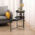 Okak Modern 2-Tier End Table with Storage Shelves, Side Table with Metal Frame, Accent Table for Living Room, Sofa Side, Bedroom, Black