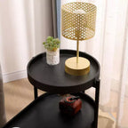Okak Modern 2-Tier End Table with Storage Shelves, Side Table with Metal Frame, Accent Table for Living Room, Sofa Side, Bedroom, Black