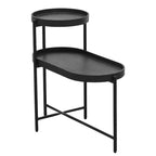 Okak Modern 2-Tier End Table with Storage Shelves, Side Table with Metal Frame, Accent Table for Living Room, Sofa Side, Bedroom, Black