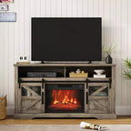 Console Table with Sliding Doors ,Fireplace TV Stand for 65 Inch TVEntertainment Center with Storage Cabinets,for Living Room