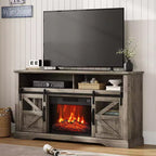 Console Table with Sliding Doors ,Fireplace TV Stand for 65 Inch TVEntertainment Center with Storage Cabinets,for Living Room