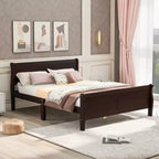 Wood Platform Bed, Wood Bed Frame with Headboard and Footboard for Bedroom