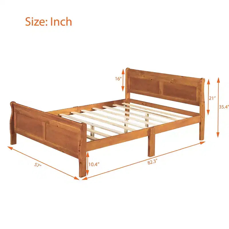 Wood Platform Bed, Wood Bed Frame with Headboard and Footboard for Bedroom