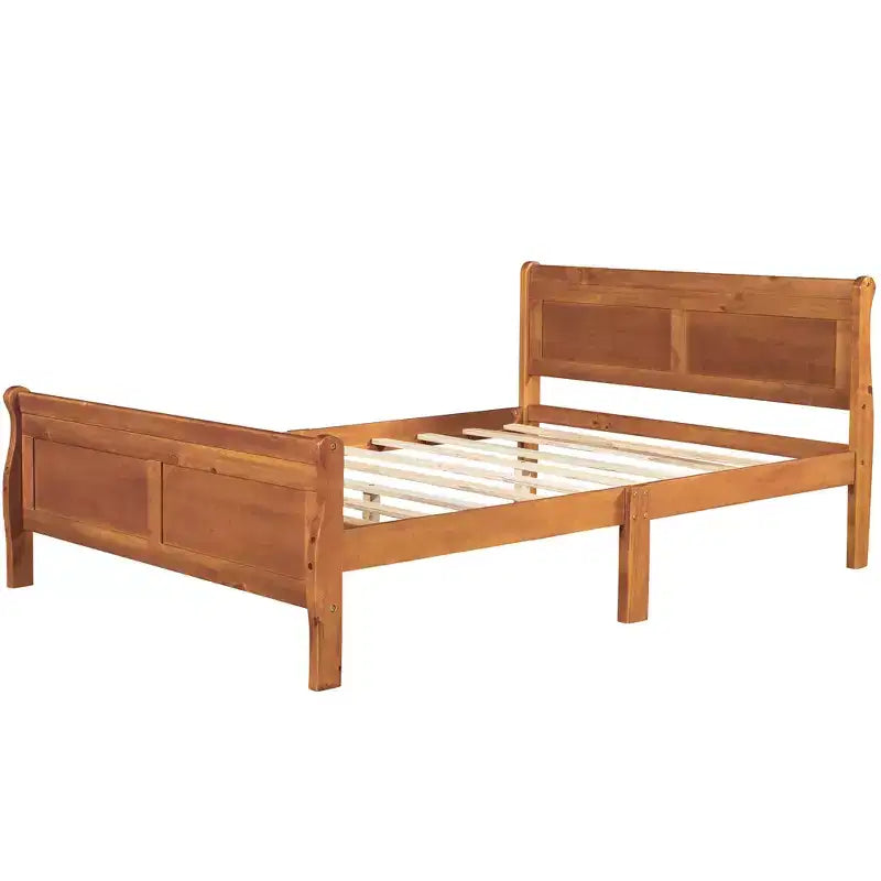 Wood Platform Bed, Wood Bed Frame with Headboard and Footboard for Bedroom