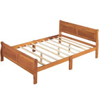 Wood Platform Bed, Wood Bed Frame with Headboard and Footboard for Bedroom