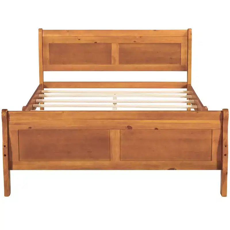Wood Platform Bed, Wood Bed Frame with Headboard and Footboard for Bedroom