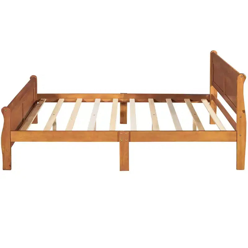 Wood Platform Bed, Wood Bed Frame with Headboard and Footboard for Bedroom