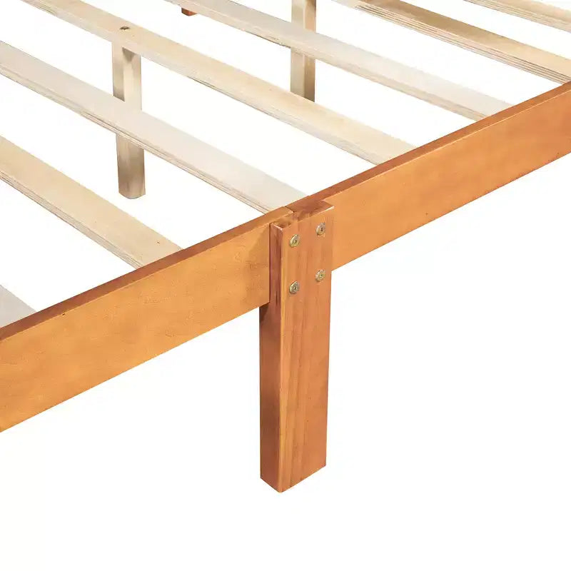 Wood Platform Bed, Wood Bed Frame with Headboard and Footboard for Bedroom