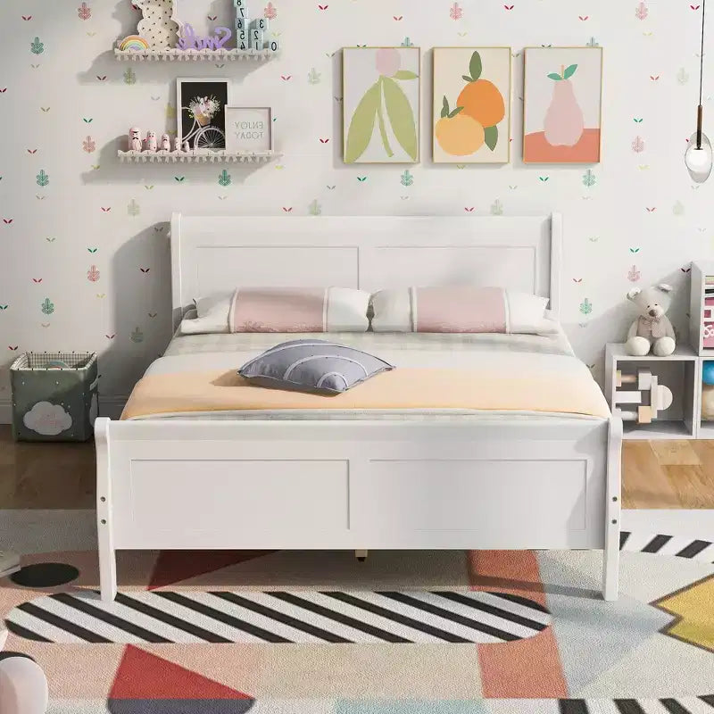 Wood Platform Bed, Wood Bed Frame with Headboard and Footboard for Bedroom