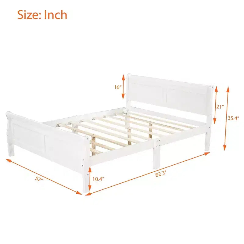 Wood Platform Bed, Wood Bed Frame with Headboard and Footboard for Bedroom