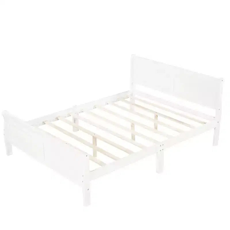 Wood Platform Bed, Wood Bed Frame with Headboard and Footboard for Bedroom