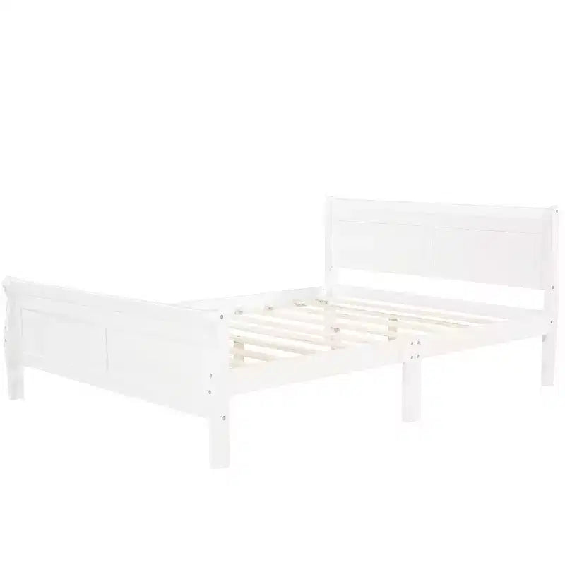 Wood Platform Bed, Wood Bed Frame with Headboard and Footboard for Bedroom