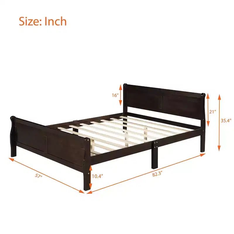 Wood Platform Bed, Wood Bed Frame with Headboard and Footboard for Bedroom