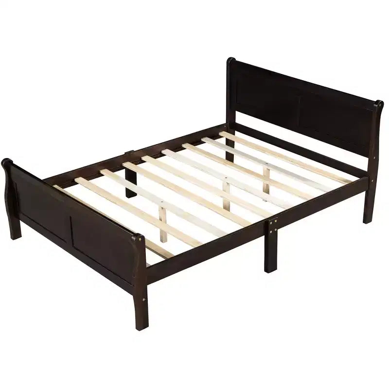 Wood Platform Bed, Wood Bed Frame with Headboard and Footboard for Bedroom
