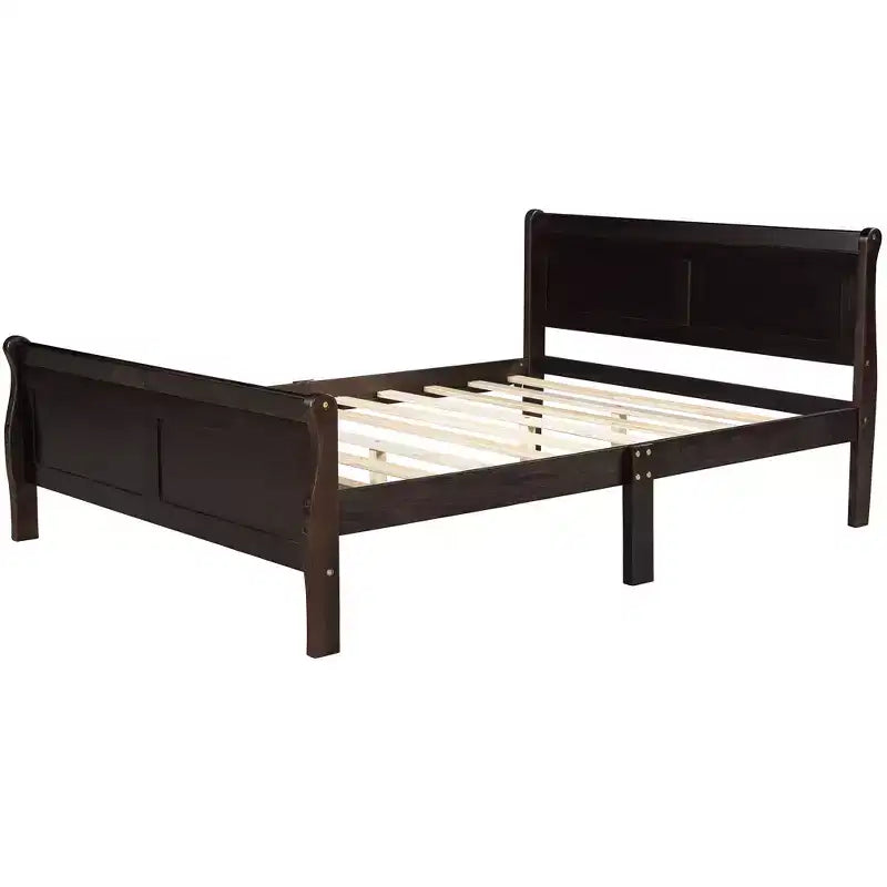 Wood Platform Bed, Wood Bed Frame with Headboard and Footboard for Bedroom