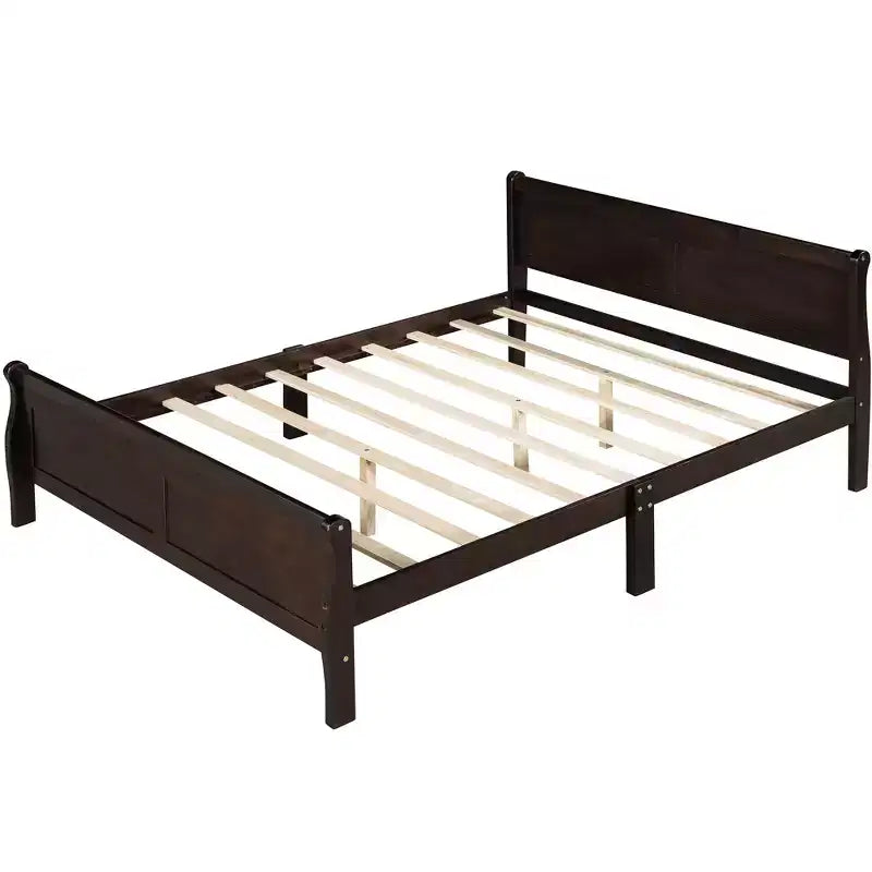 Wood Platform Bed, Wood Bed Frame with Headboard and Footboard for Bedroom