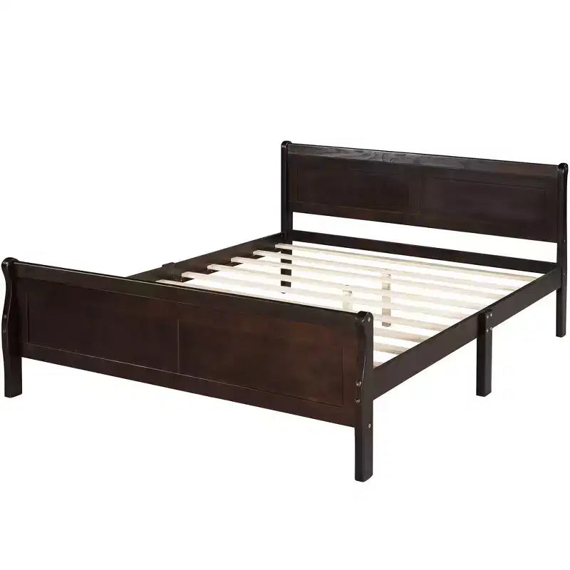 Wood Platform Bed, Wood Bed Frame with Headboard and Footboard for Bedroom