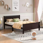 Wood Platform Bed, Wood Bed Frame with Headboard and Footboard for Bedroom