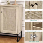 2-Door Rattan Storage Cabinet, Multi-Functional Kitchen Cupboard for Living Room, Hallway, Entryway,