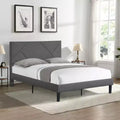 Bellemave Full Size Upholstered Platform Bed Frame with Headboard, Strong Wood Slat Support,No Box Spring Needed, Easy Assembly, Gray