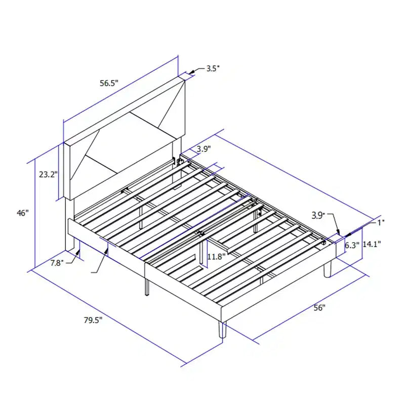Bellemave Full Size Upholstered Platform Bed Frame with Headboard, Strong Wood Slat Support,No Box Spring Needed, Easy Assembly, Gray
