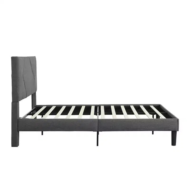 Bellemave Full Size Upholstered Platform Bed Frame with Headboard, Strong Wood Slat Support,No Box Spring Needed, Easy Assembly, Gray