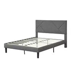 Bellemave Full Size Upholstered Platform Bed Frame with Headboard, Strong Wood Slat Support,No Box Spring Needed, Easy Assembly, Gray