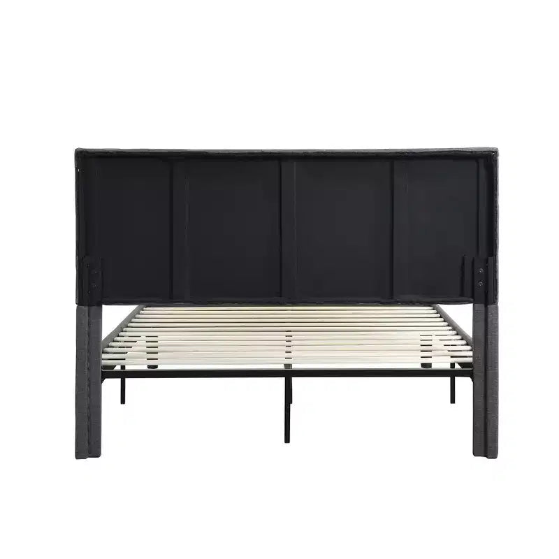 Bellemave Full Size Upholstered Platform Bed Frame with Headboard, Strong Wood Slat Support,No Box Spring Needed, Easy Assembly, Gray