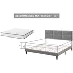 King Bed Frame with Velvet Headboard, Upholstered Platform Base & 1000 lbs Support