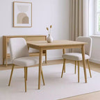 HomeRoots Set of Two Beige and Gold Upholstered Fabric Dining Side Chairs