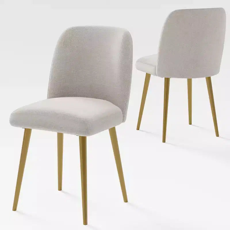 HomeRoots Set of Two Beige and Gold Upholstered Fabric Dining Side Chairs