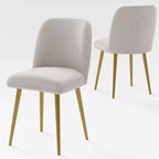 HomeRoots Set of Two Beige and Gold Upholstered Fabric Dining Side Chairs