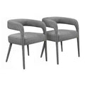 HomeRoots Set of Two Dark Gray Upholstered Linen Open Back Dining Side Chairs