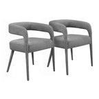 HomeRoots Set of Two Dark Gray Upholstered Linen Open Back Dining Side Chairs
