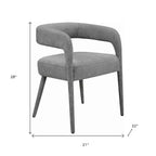 HomeRoots Set of Two Dark Gray Upholstered Linen Open Back Dining Side Chairs