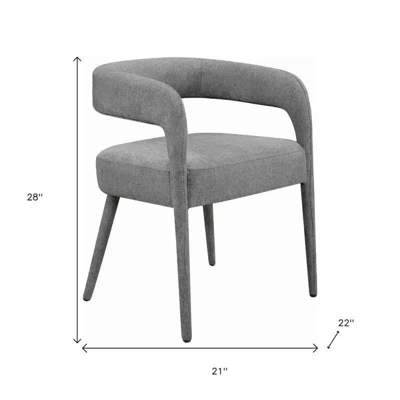HomeRoots Set of Two Dark Gray Upholstered Linen Open Back Dining Side Chairs