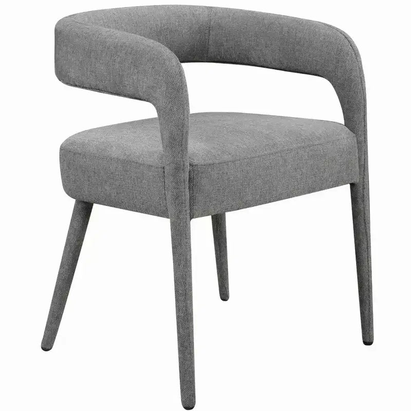 HomeRoots Set of Two Dark Gray Upholstered Linen Open Back Dining Side Chairs
