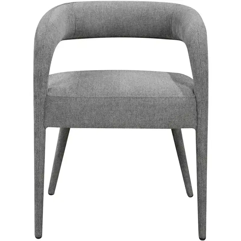 HomeRoots Set of Two Dark Gray Upholstered Linen Open Back Dining Side Chairs