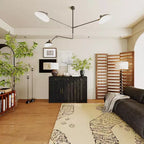 Famapy Black Storage Cabinet Buffet Chest with Gold Accents and Geometric Design Shoe Cabinet