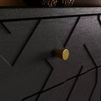 Famapy Black Storage Cabinet Buffet Chest with Gold Accents and Geometric Design Shoe Cabinet