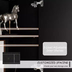 Famapy Black Storage Cabinet Buffet Chest with Gold Accents and Geometric Design Shoe Cabinet