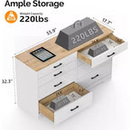VINGLI 8 Drawer Dresser 56 Long Dresser White, Wood Dresser for Bedroom, Wood Dresser