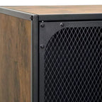 CLIHOME 3-Tier Mesh Storage Cabinet Industrial Style MDF Metal Utility Compact Cabinet