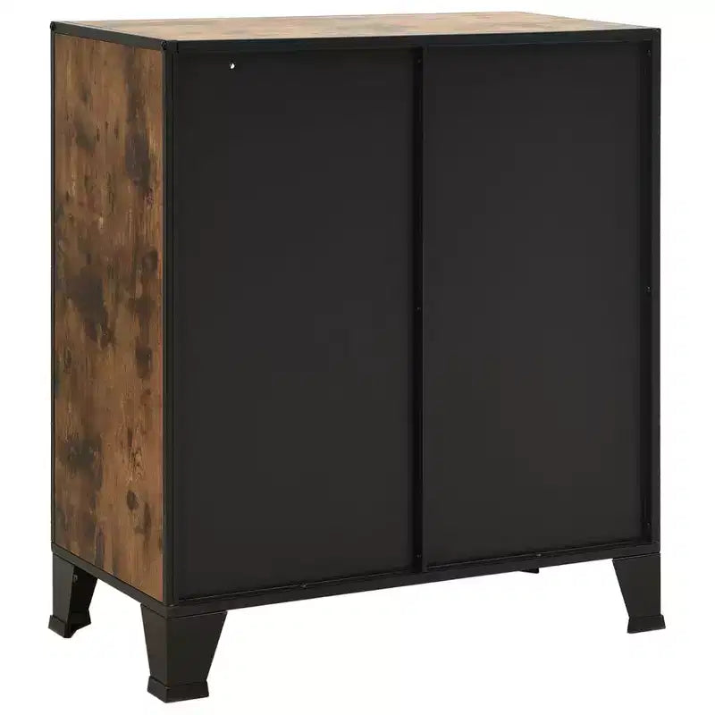 CLIHOME 3-Tier Mesh Storage Cabinet Industrial Style MDF Metal Utility Compact Cabinet