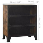 CLIHOME 3-Tier Mesh Storage Cabinet Industrial Style MDF Metal Utility Compact Cabinet