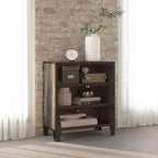 CLIHOME 3-Tier Mesh Storage Cabinet Industrial Style MDF Metal Utility Compact Cabinet
