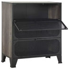 CLIHOME 3-Tier Mesh Storage Cabinet Industrial Style MDF Metal Utility Compact Cabinet
