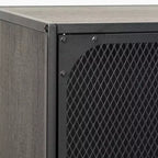 CLIHOME 3-Tier Mesh Storage Cabinet Industrial Style MDF Metal Utility Compact Cabinet