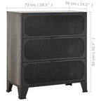 CLIHOME 3-Tier Mesh Storage Cabinet Industrial Style MDF Metal Utility Compact Cabinet