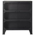 CLIHOME 3-Tier Mesh Storage Cabinet Industrial Style MDF Metal Utility Compact Cabinet